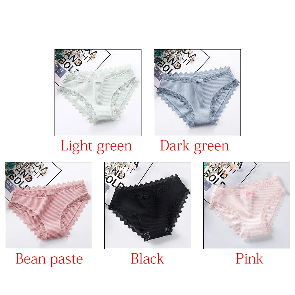 Briefs Soft Sexy Lace Elastic Thread Panties Lingerie Girls Breathable Cotton Solid Crotch Bowknot Intimates Women Underwear |