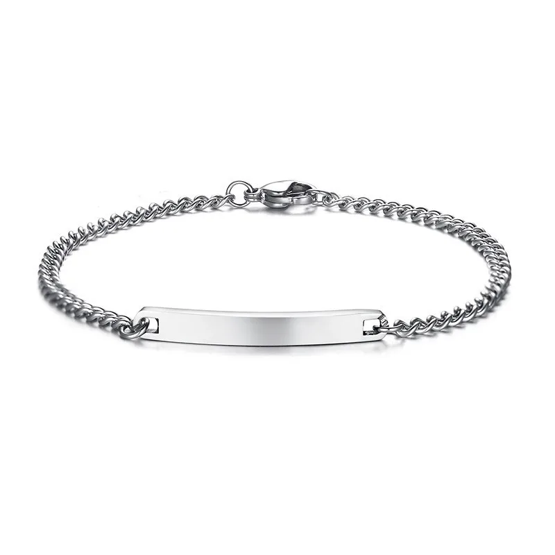 women silverbracelet Пользовательские координатные цепи браслет именное покрытие персонализированные Нержавеющая сталь пары подарок на день святого Валентина для мужчин и женщин - Окраска металла: women silverbracelet