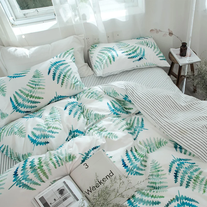 Медленно Dream Fresh Стиль Постельное белье Active печать зеленые листья удобные