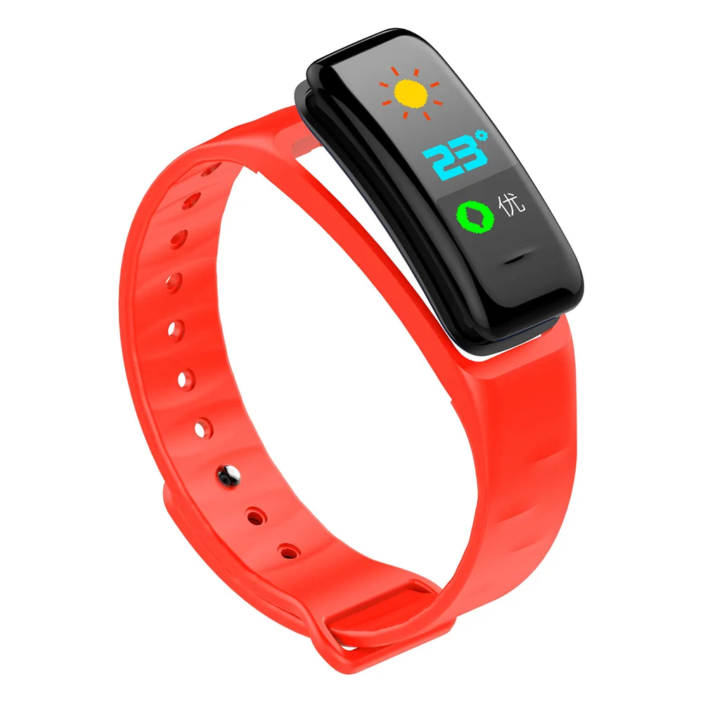 Red C1 Plus, Bluetooth, цветной экран, умный браслет, кровяное давление, умный Браслет, пульсометр, фитнес-трекер, спортивный, умный Браслет - Цвет: Red