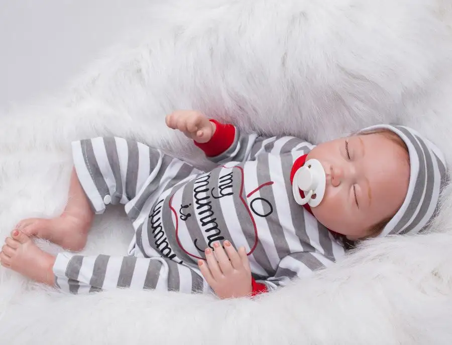 Реалистичная кукла реборн с укоренившимися волосами мягкая силиконовая 20 дюймов