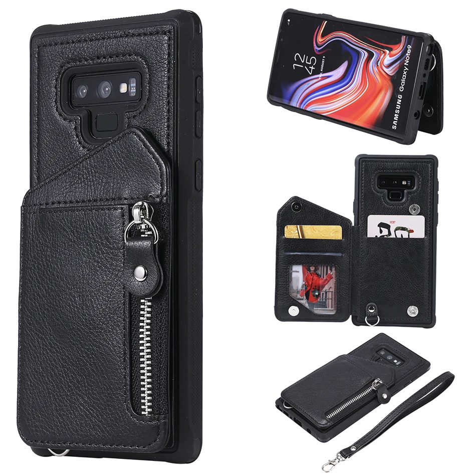 

Retro PU Leather Case For Samsung Galaxy S9 Plus S9+ Multi Card Holders Phone Cases For Samsung Note 9 Cover For iPhone 8 B16