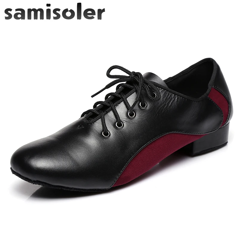 Мужские черные кожаные туфли Samisoler W для бальных танцев обувь современных на