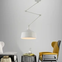 modern iron black white pendant lamp nordic bedside dinning room living room creative adjust diy single indoor fixture led light