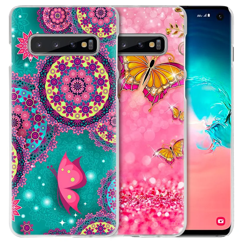 Бабочка цветок чехол с мандалой для samsung Galaxy S10 5G S10e S9 S8 M30 M20 M10 J4 J6 плюс J8 Note 8 9 прозрачный чехол для телефона из прочного поликарбоната C
