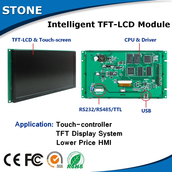 

10.1 inch touch screen lcd display panel with CPU& rs232/485 interface