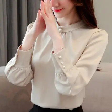 Blusas mujer de moda 2019 женские рубашки с длинными рукавами топы и блузки шифоновая блузка