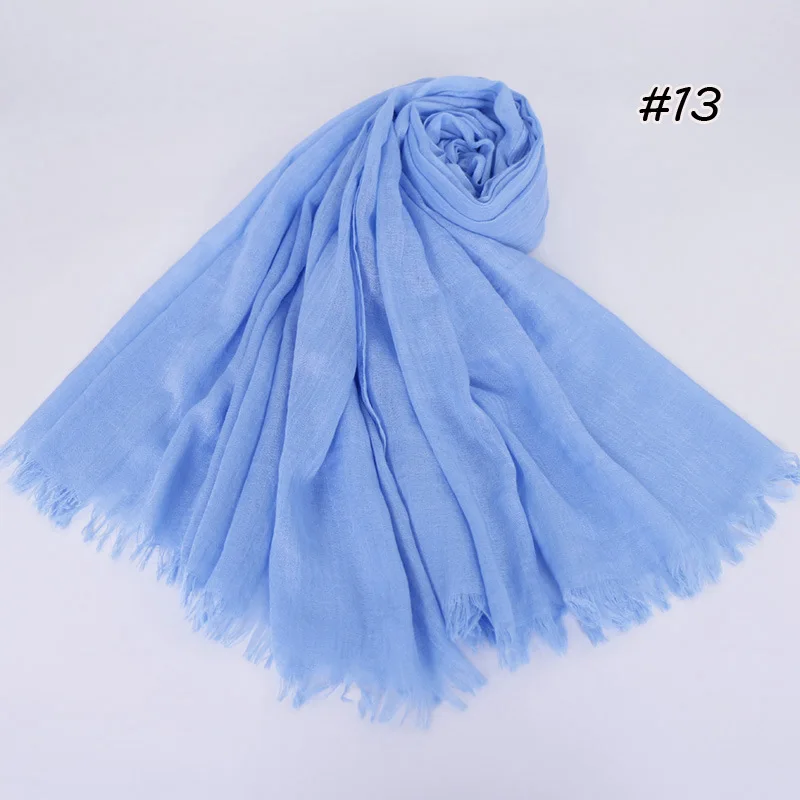 190*120cm oversize women muslim plain frayed hijab scarf femme musulman headscarf islamic shawls crinkle solid pashmina hijabs