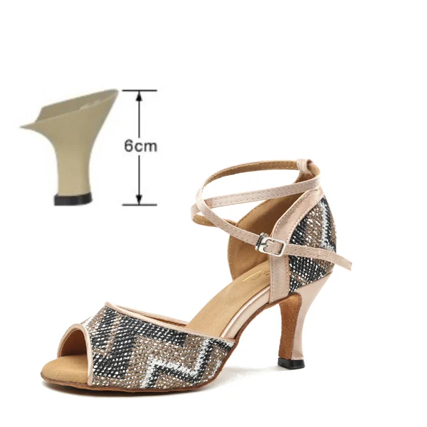 gold heel 6cm Блестящая обувь-Зебра; современная модная обувь для латинских танцев; женская обувь для танцев; цвет золотой, синий; сезон осень-зима; Zapatilla Mujer JuseDanc - Цвет: gold heel 6cm