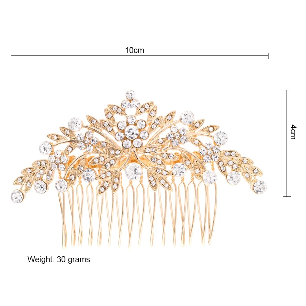 Стразы с золотым оттенком кристаллы листья свадебные волосы боковая расческа