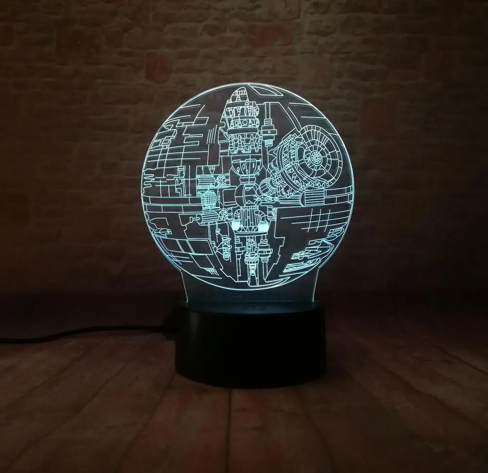 Death Star 4 Горячие Звёздные Войны Пробуждение силы смерти звезда DS-1 платформа последнее великое оружие 3D 7 цветов изменить ночник дети игрушки праздник рождественские подарки - Испускаемый цвет: Death Star 4