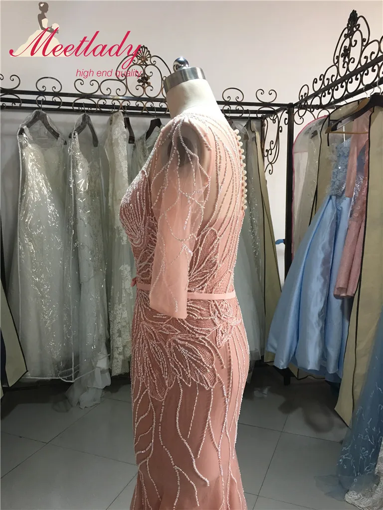 Leeymon реальный образец 3/4 рукава мать невесты платье 2019 пыльный розовый для