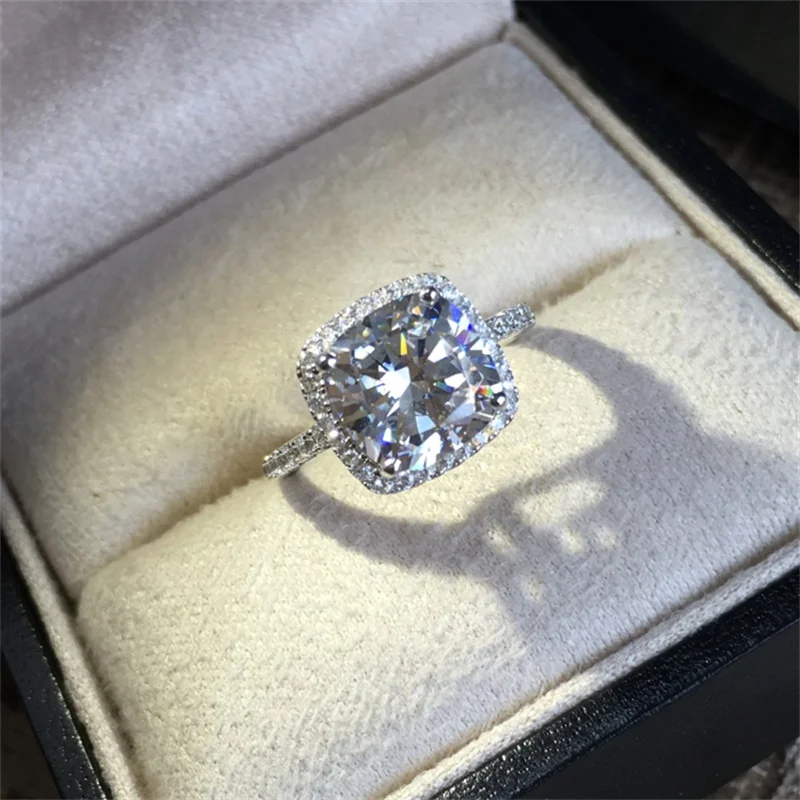 Подарок на день Святого Валентина кольцо из искусственного серебра с квадратным