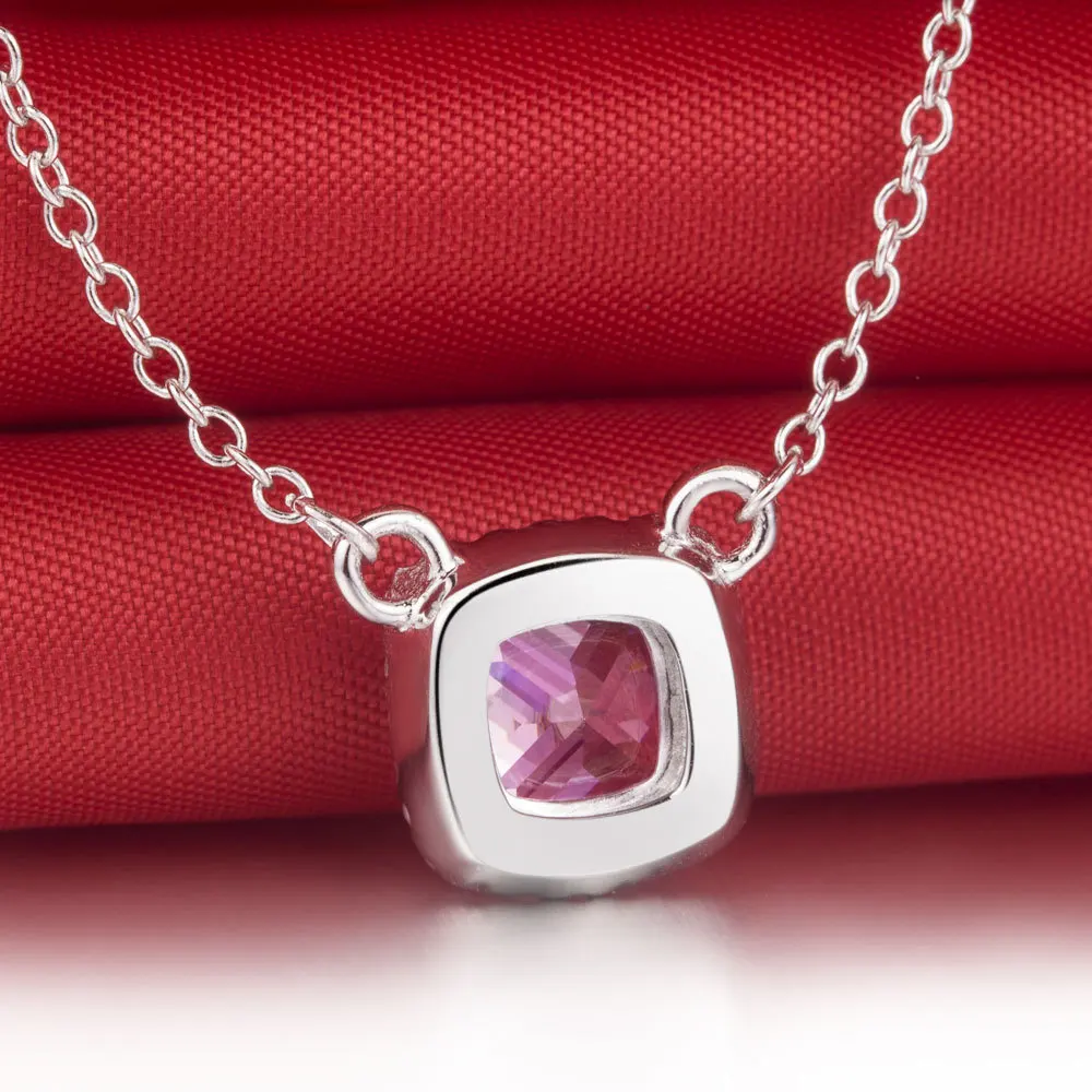 Оптовая продажа настоящий однотонный кулон из белого золота ожерелье на подушке