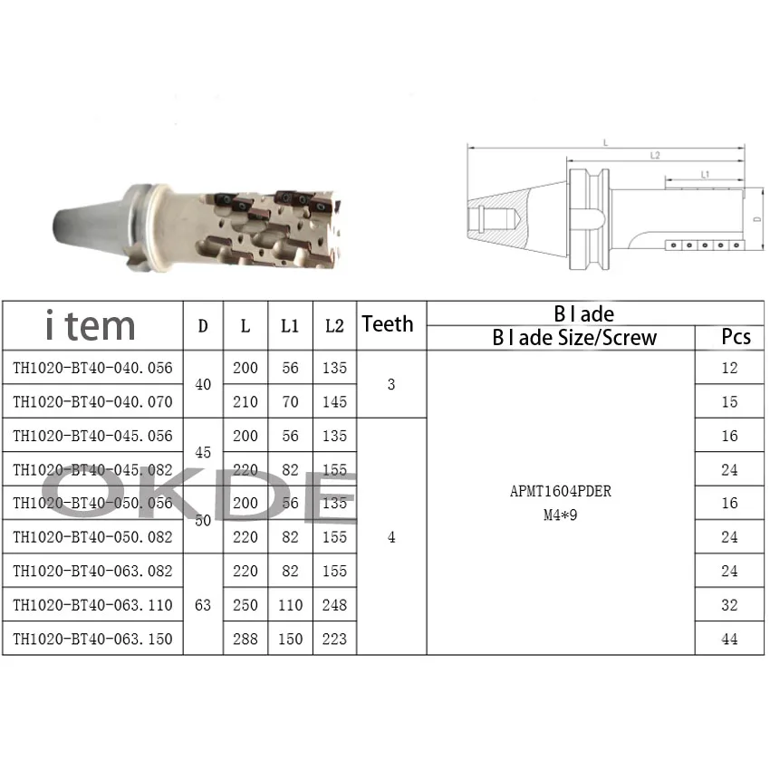 Bt40 50 мм 63 мм+ 60 шт. APMT1604 лезвие для конических фрез кукурузы резки нитрида бора в кубической типа спиральная фреза оболочки зерна грубый Фрезерный резак