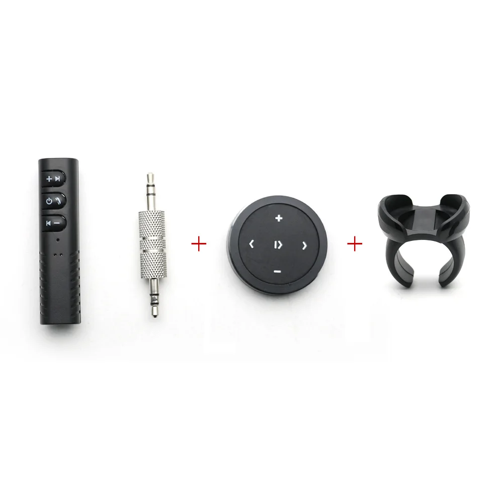 Receiver and Remote Комплект беспроводной связи bluetooth для автомобиля медиа кнопка дистанционного управления автомобиля мотоцикла рулевое колесо музыка 3,5 мм разъем AUX приемник громкой связи - Название цвета: Receiver and Remote