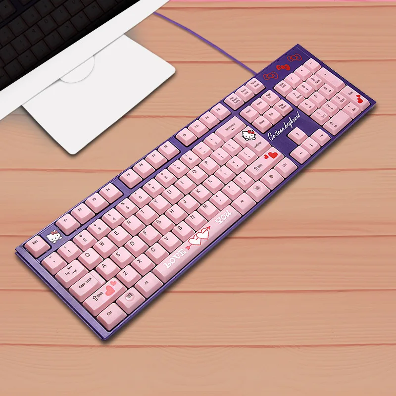 Hello kitty ноутбук клавиатура мультфильм милый розовый USB Проводная KT cat игровая для