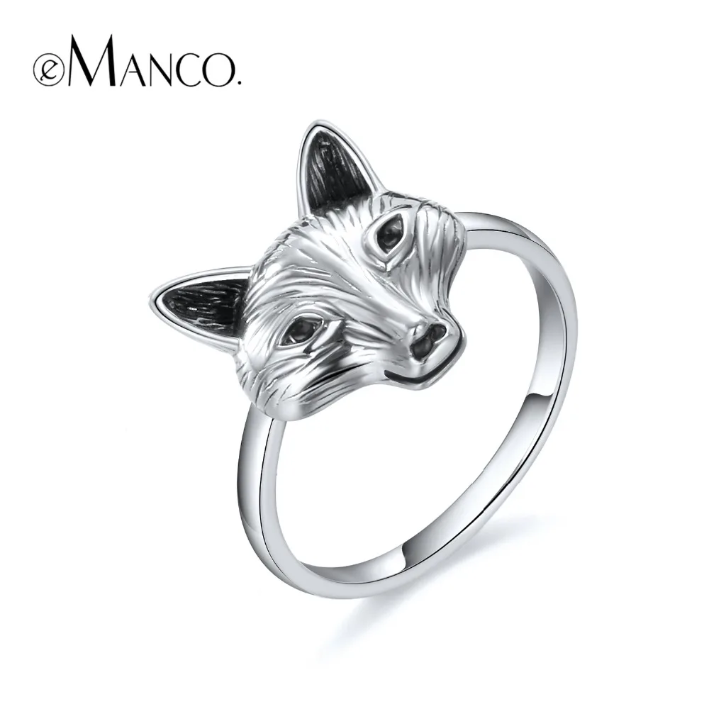 Tardoo 925 Silver Fox Форма Кольца прекрасный животное лиса вечерние манжеты кольца