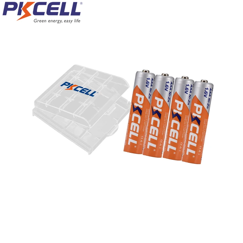 PKCELL NIZN aaa перезаряжаемая батарея 1,6 mwh V 4 шт. и чехол для батареи 1 шт. держатель высокоэффективный для фонарика