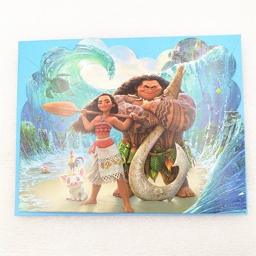 6pc Moana Invitation Card Envelopes For Kids Birthday Party Supplies Baby Shower Decoration Festival Favors | Дом и сад