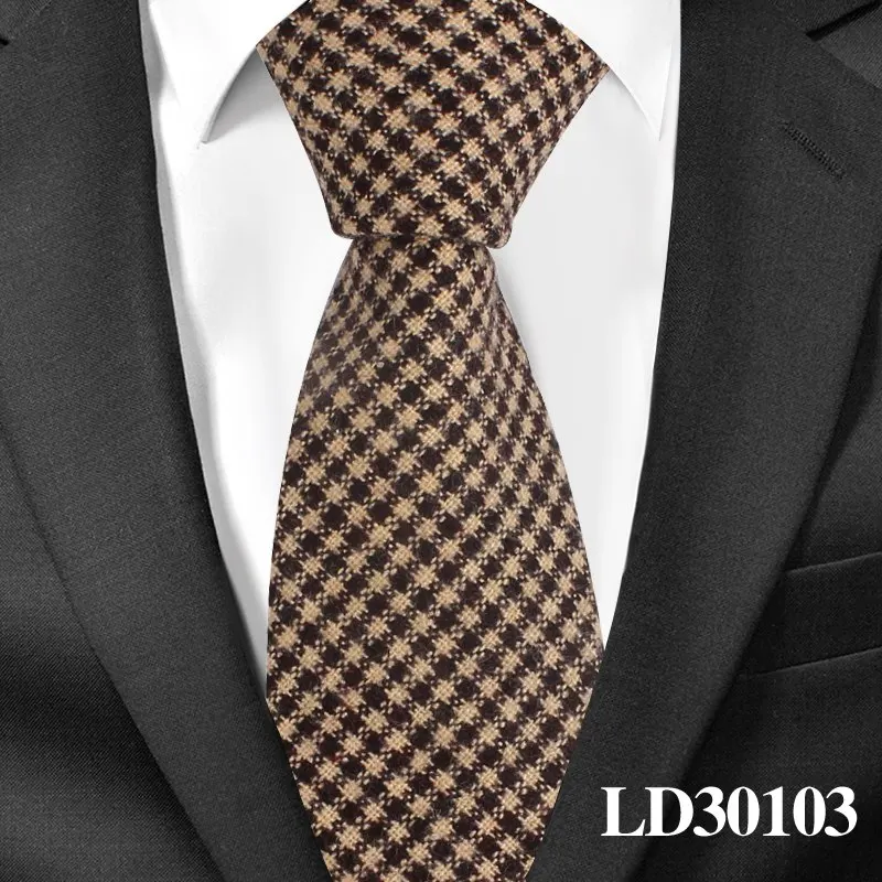 LD30103 Новые шерстяные узкие галстуки, шерстяной галстук для мужчин, костюмы для мужчин, клетчатый полосатый галстук для шеи, галстуки для бизнеса, 7 см ширина, галстуки для жениха - Цвет: LD30103