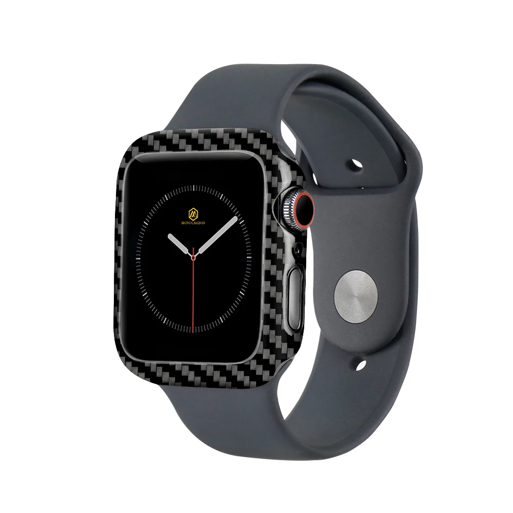 MONOCARBON Тонкий чехол из настоящего углеродного волокна для Apple Watch 44 мм 40 мм серии 4 Gen 4 чехол из углеродного волокна
