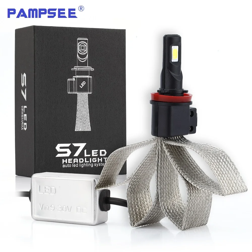 Автомобильная фара PAMPSEE S7 светодиодный головной убор H1 H4 H7 H27 H3 HB3 HB4 H11 H13 9004 9007 72 Вт