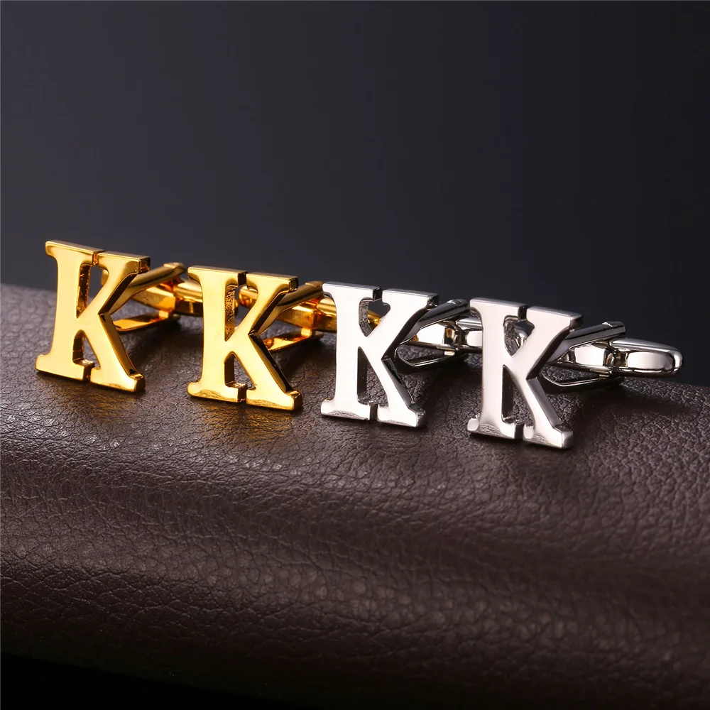 Мужские Запонки с надписью K желтое золото/цвет трендовые французские рубашки