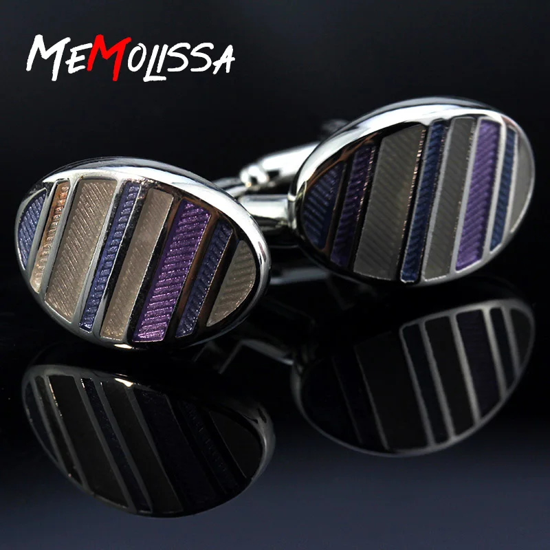 MeMolissa 3 пары Новые мужские модные красочные запонки в полоску Дизайн Овальные