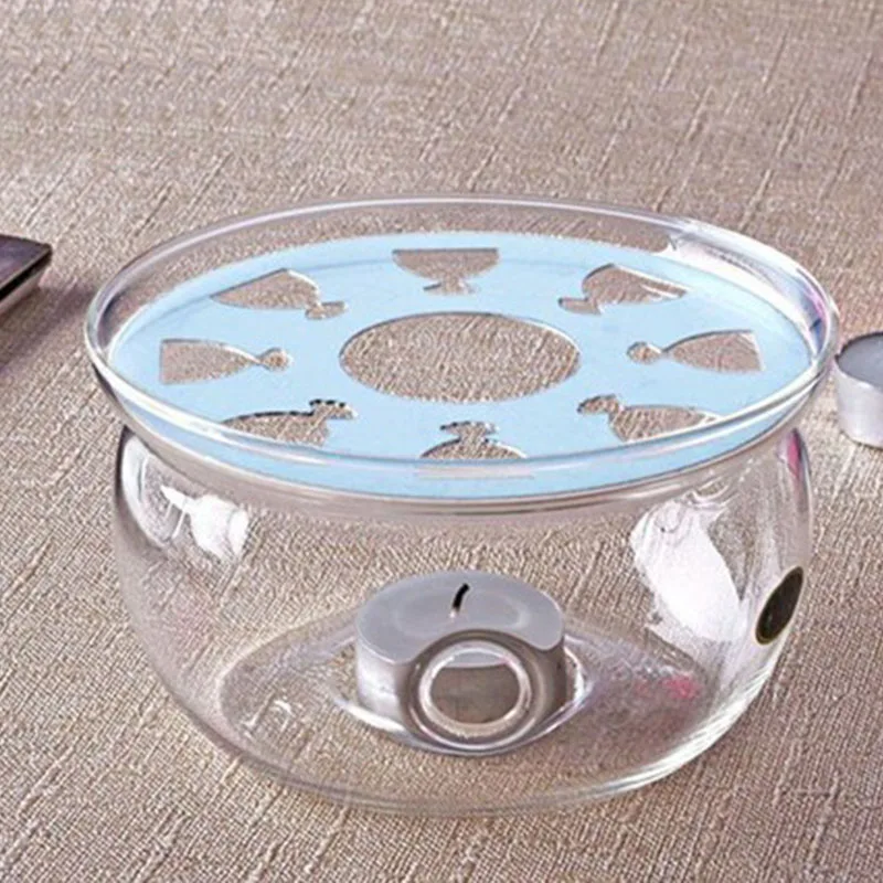 Прозрачный термостойкий стеклянный чайник подогреватель подсвечник круглой