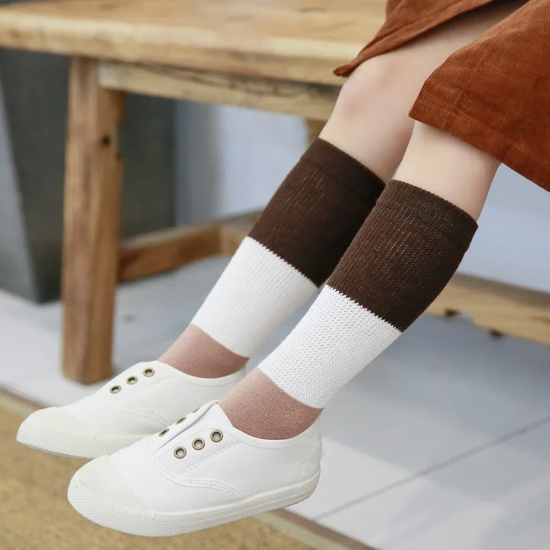 Kids Knee High Socks For Girls Boys Fashion Patchwork Cotton Sports School Socks|Колготки и чулки| |
