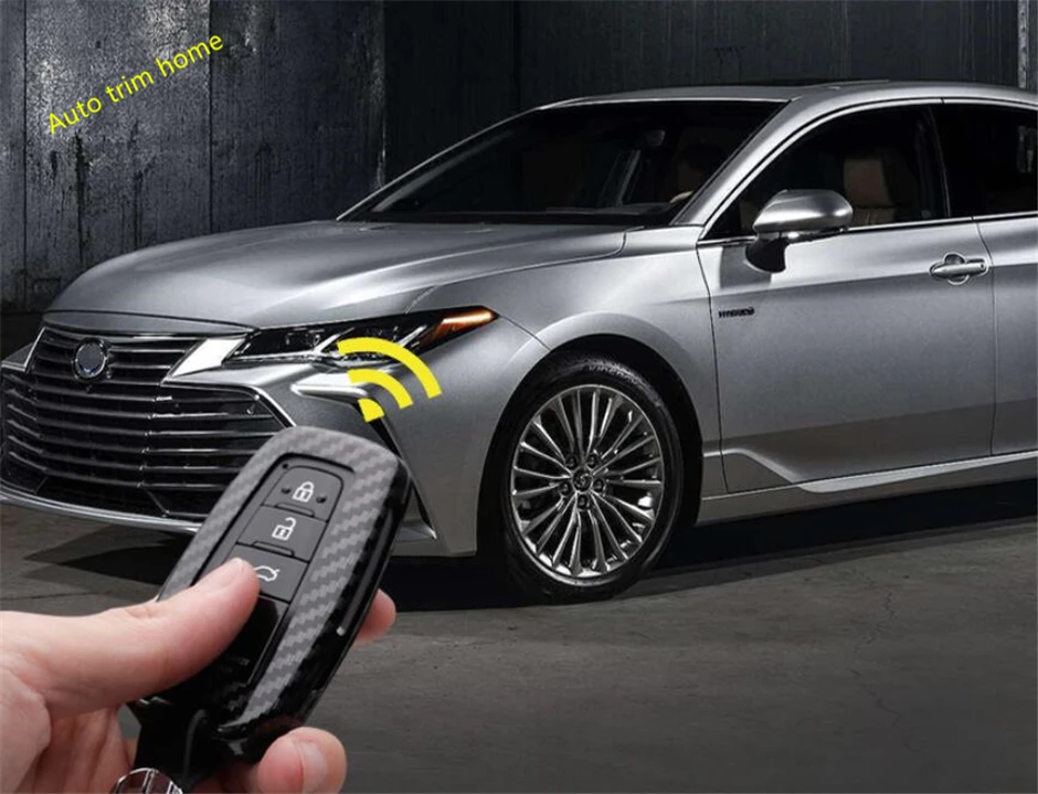 Чехол для ключей Lapetus с цепочкой, рамка, накладка, подходит для Toyota Avalon Camry ABS, красный Углеродный волокно