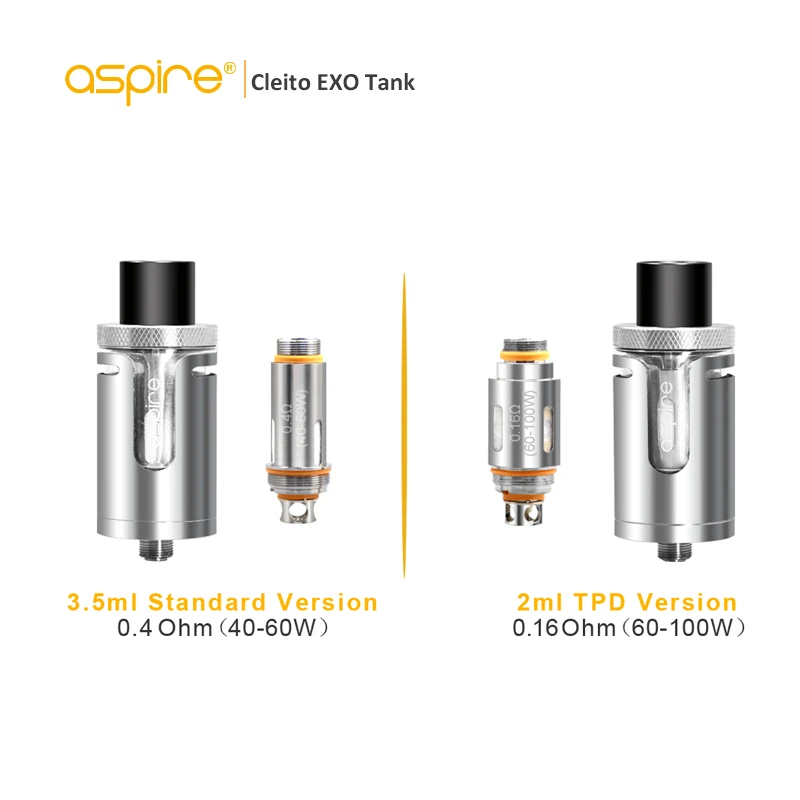 Электронный Cigaratte Aspire cleito атомайзер EXO 3 5 мл/2 0 мл стандарт/TPD тип с 6/0 14 Ом