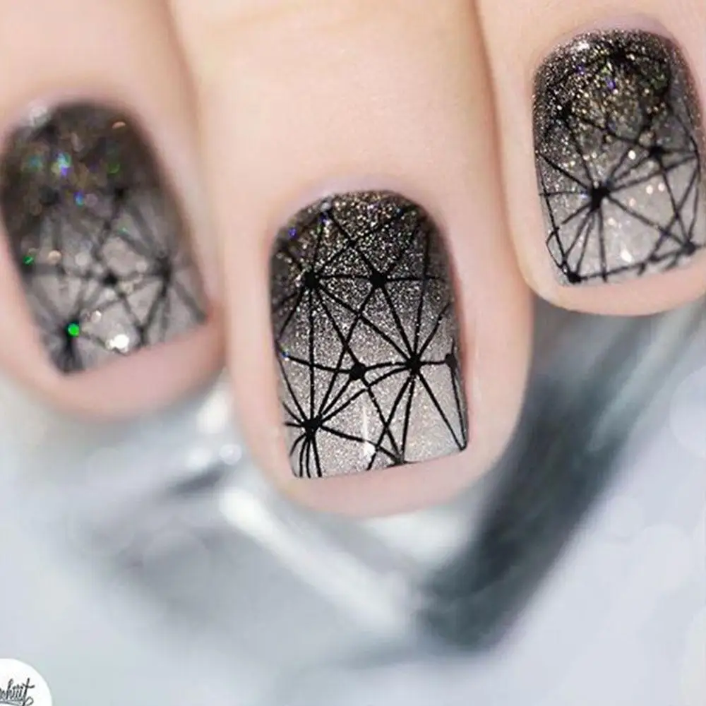 1 шт. геометрические узоры черные/белые наклейки для ногтей слайдеры татуировок