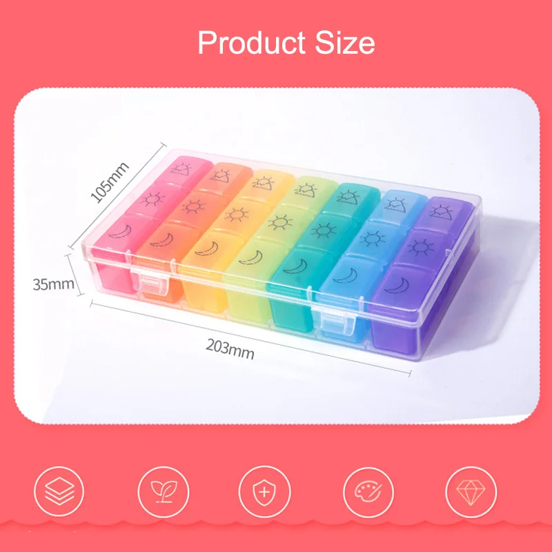 Коробка для хранения таблеток медицинский футляр 7 дней органайзер 21 отсек 3 раза