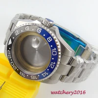 newest top brand luxury hot 43mm sapphire glass ceramic bezel watch case fit eta 8215 2836 movement mens watch case