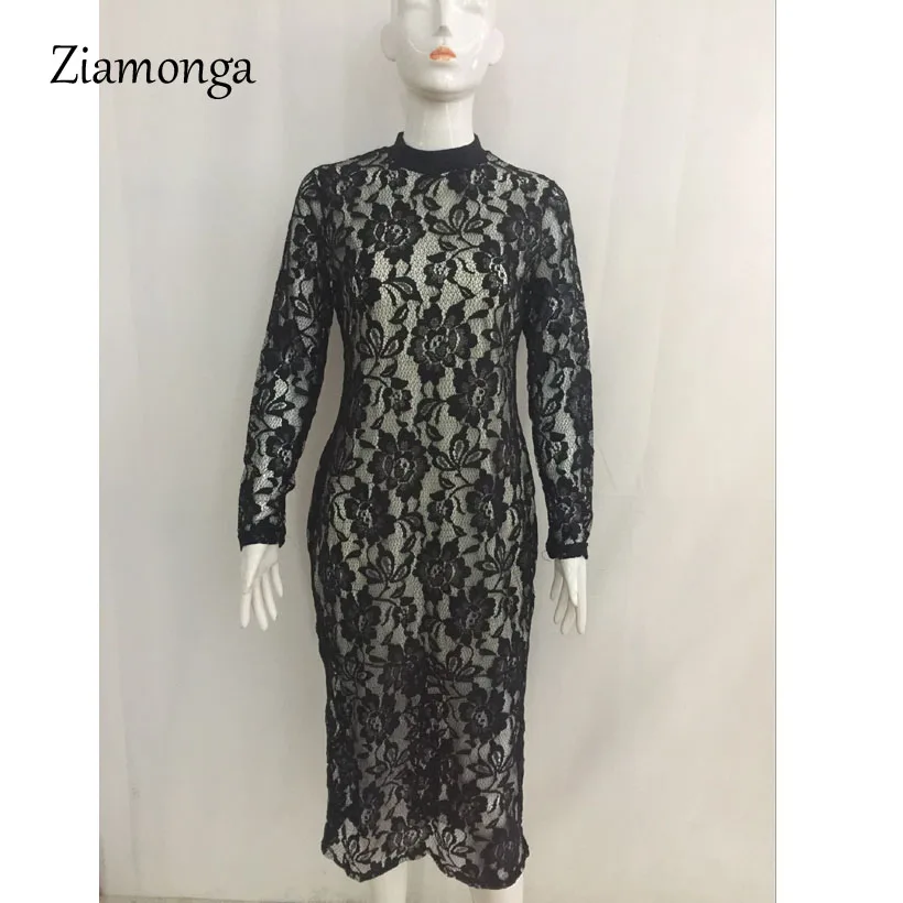 Ziamonga Черный Bodycon Vestidos вышивка кружево рукавом женское платье 2019 сезон:|women dress|party