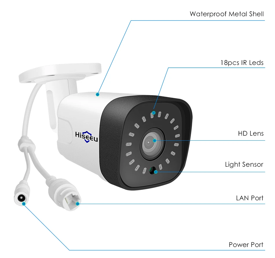 Hiseeu 8CH 1080P POE NVR CCTV система безопасности комплект H.265 2.0MP аудио запись ip-камера водонепроницаемый наружный комплект видеонаблюдения