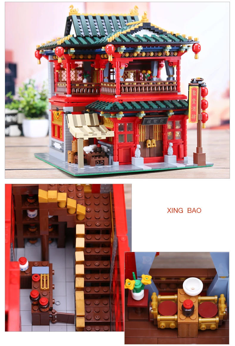 Горячий вид на улицу города Chinatown Juxian Ресторан Moc строительные блоки рикша