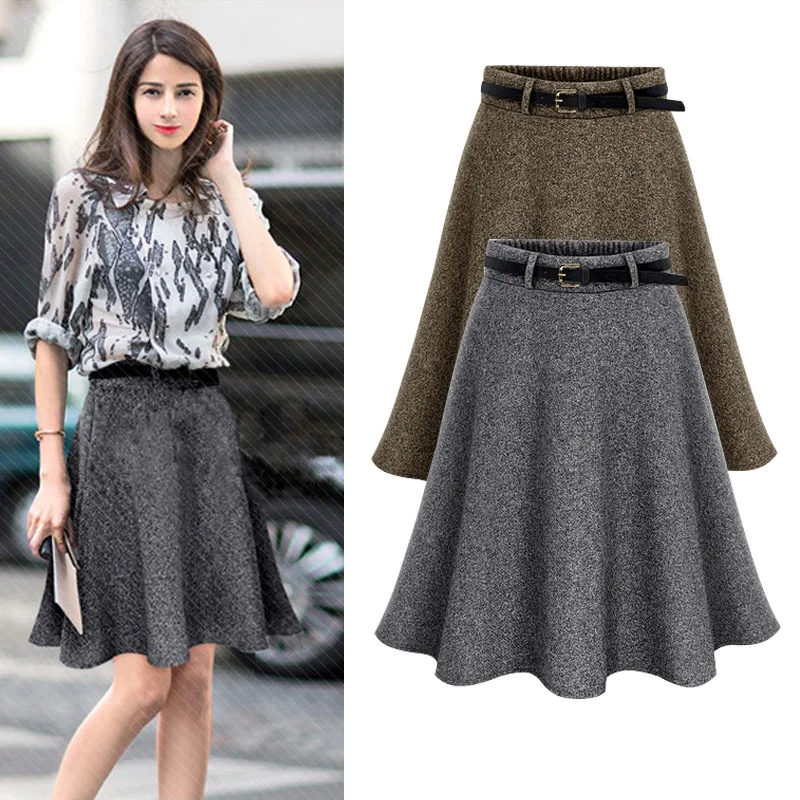 2019 модные женские юбки раньше винтажная шерстяная осенне-зимняя повседневная