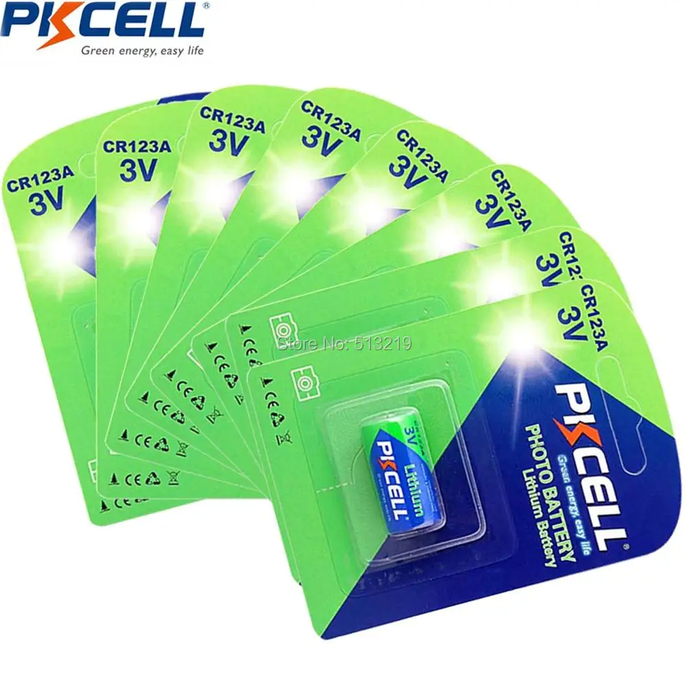 8 шт. в партии карт CR123A PKCELL 3V CR123 123A CR17345 KL23a VL123A DL123A 5018LC EL123AP SF123 литий ионный