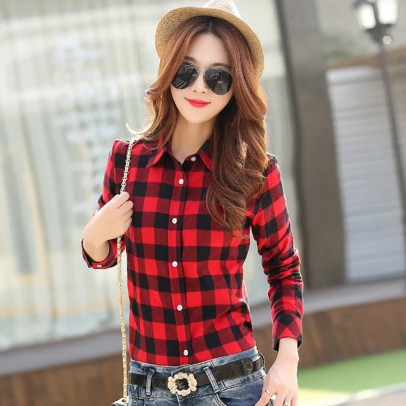 Новинка осени 2018 клетчатая рубашка для женщин Blusas Femininas тонкая модная женская