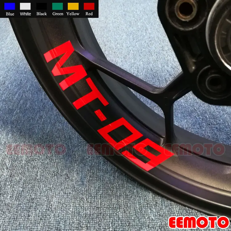 8 X Custom Iner Rims Decals Wheels Reflective Stickers Stripes Waterproof Motorcycle Motor Bike For MT-09 MT09