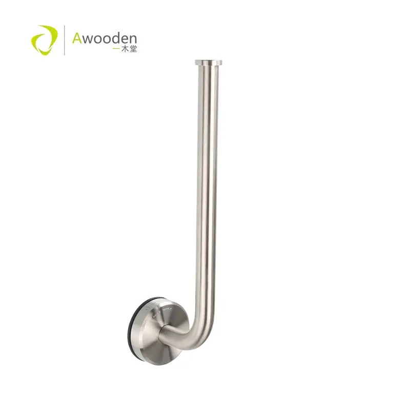 

Awooden self adhesive kitchen toilet paper roll holder, brushed stainless steel