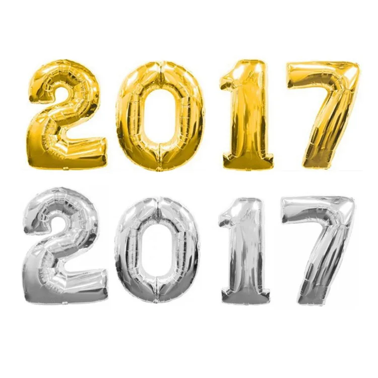 4 шт. золотистые/Серебристые шары 16 дюймов 2018 дюйма | Дом и сад