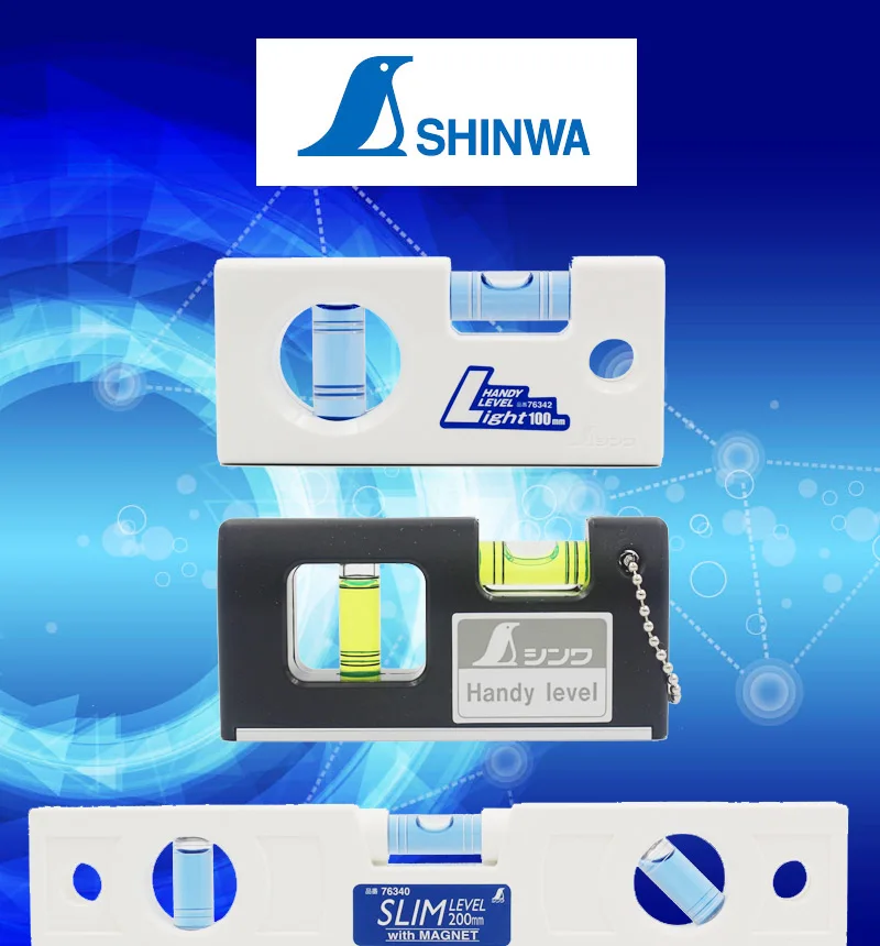 SHINWA Высокое качество Портативный магнитный уровень линейка спиртовой уровень с магнитом черный белый цвет 100/200 мм