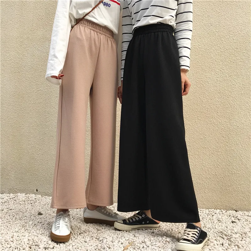 Брюки-Палаццо женские с завышенной талией модные повседневные однотонные штаны