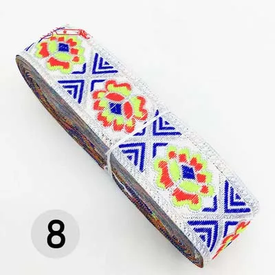 8 7 м/лот, тканая жаккардовая лента шириной 3,3 см, отделка геометрическим тотемным узором для штор и аксессуаров одежды, кружевная ткань HB188 - Цвет: 8