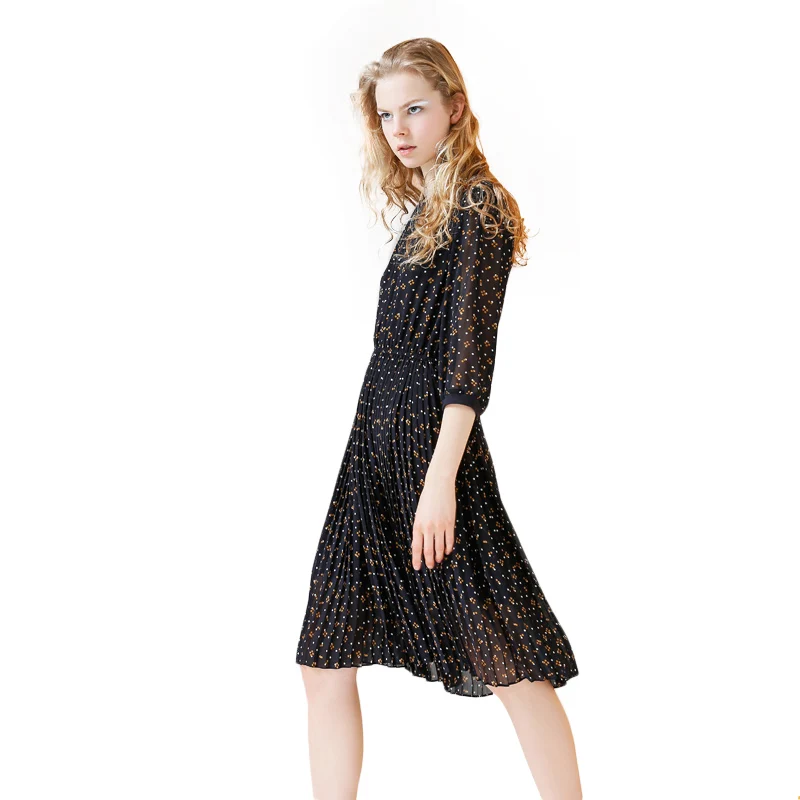 Toyouth шифоновое платье осень 2017 г. женские классические с принтом в горошек три