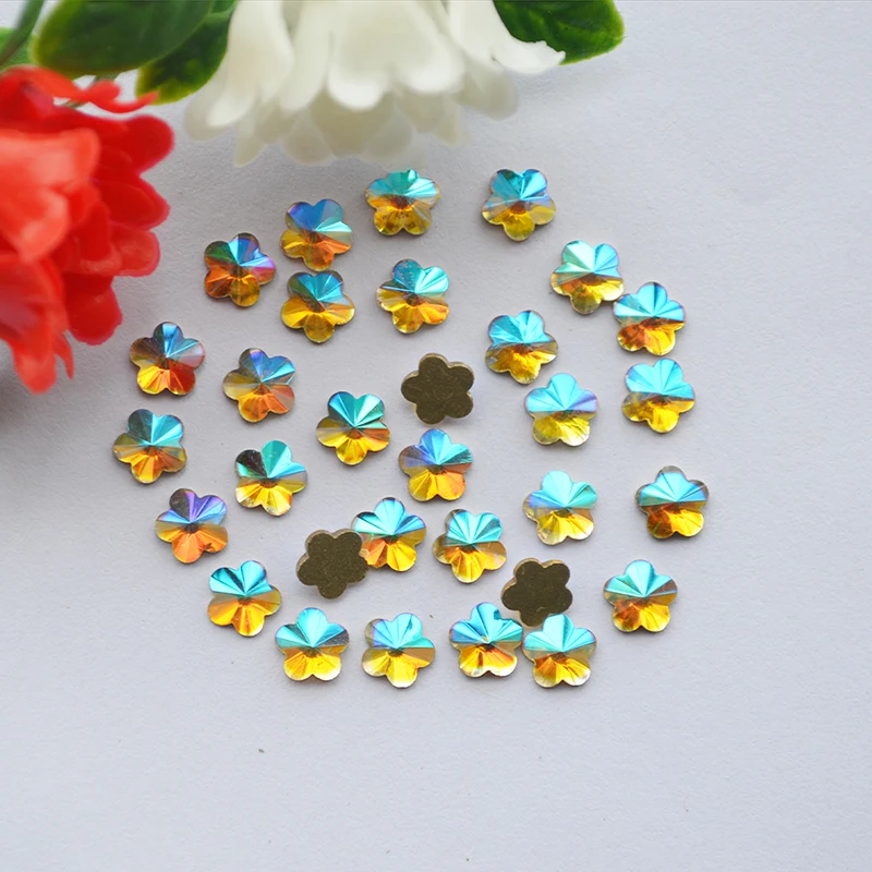 Flatback Стразы камешки для дизайна ногтей кристалл AB Non Hotfix кристаллы 6 мм 10 шт цветок